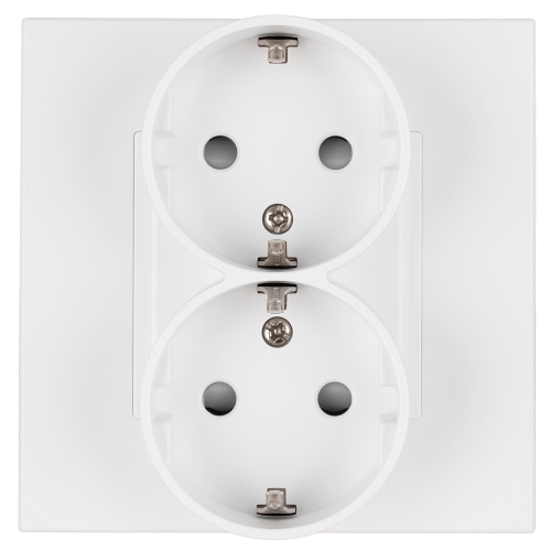 Doppelsteckdose Kunststoff LINEA Schuko Mit Schutzkontakt Ohne Erdungsstift Weiß MIUUN