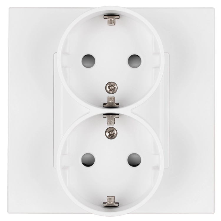 Doppelsteckdose Kunststoff LINEA Schuko Mit Schutzkontakt Ohne Erdungsstift Weiß MIUUN