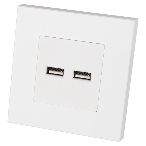 Doppelte USB-Ladesteckdose 3.1A Weiß Set Mit Kunststoffrahmen LINEA MIUUN