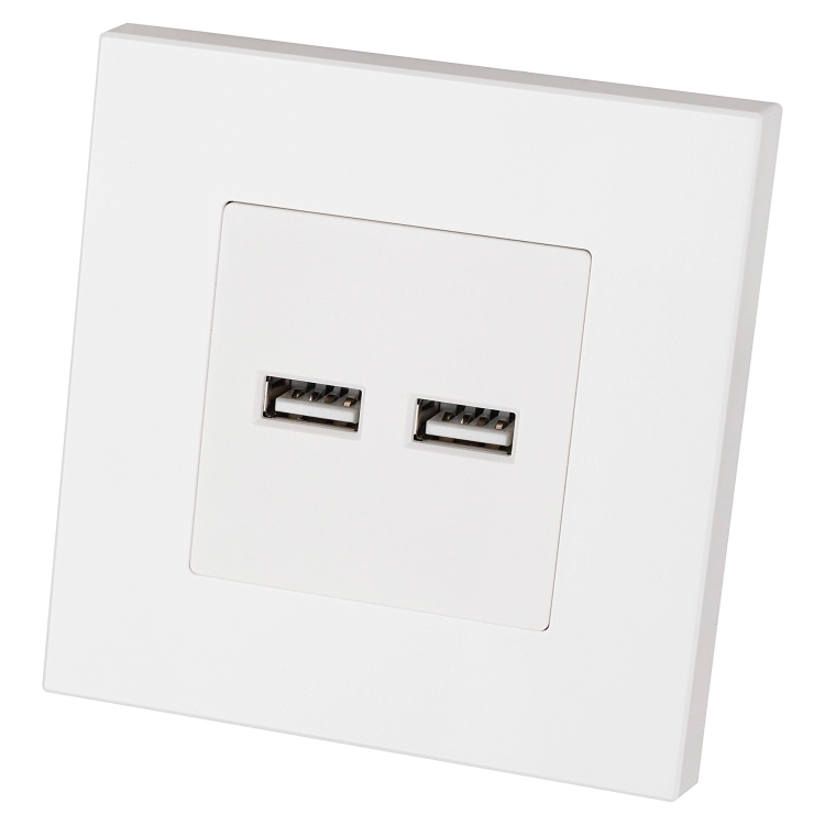 Doppelte USB-Ladesteckdose 3.1A Weiß Set Mit Kunststoffrahmen LINEA MIUUN