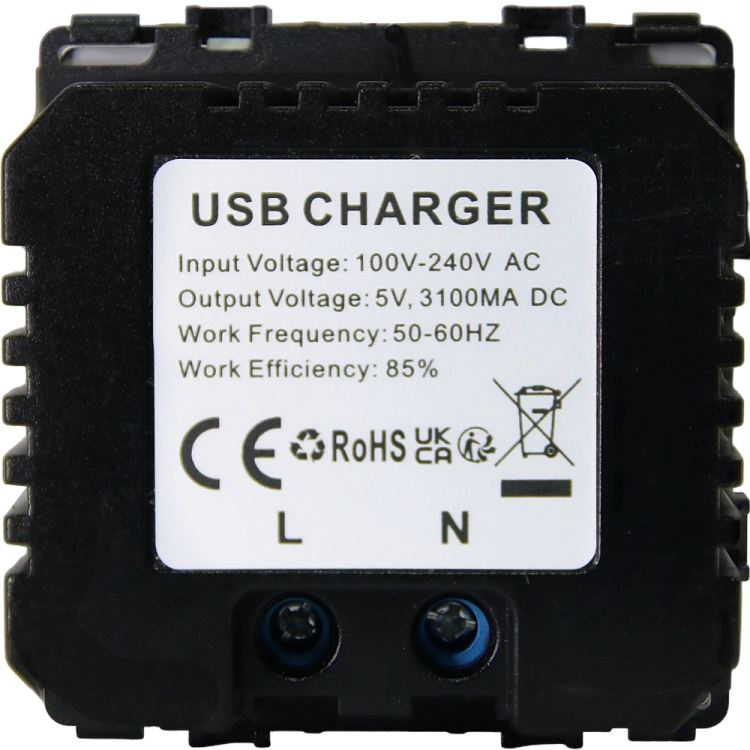 Doppelte USB-Ladesteckdose 3.1A Weiß Set Mit Kunststoffrahmen LINEA MIUUN