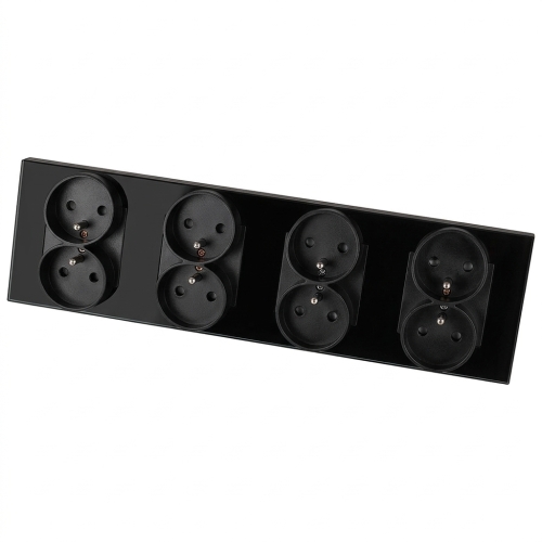Steckdose Vierfach Kunststoff LINEA Schwarz Vierfachrahmen Und 4 X Steckdose MIUUN