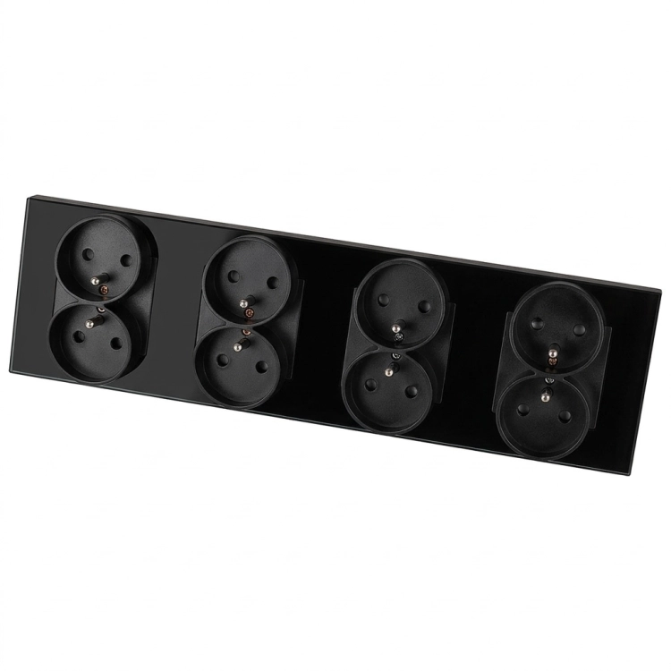 Steckdose Vierfach Kunststoff LINEA Schwarz Vierfachrahmen Und 4 X Steckdose MIUUN