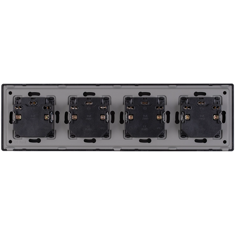 Steckdose Vierfach Kunststoff LINEA Schwarz Vierfachrahmen Und 4 X Steckdose MIUUN