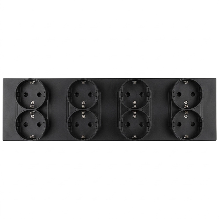 Steckdose Vierfach Kunststoff LINEA Schuko Schwarz Vierfachrahmen Und 4 X Steckdose