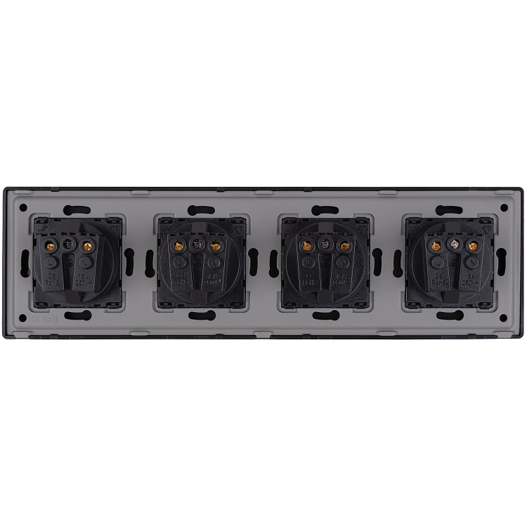 Steckdose Vierfach Kunststoff LINEA Schuko Schwarz Vierfachrahmen Und 4 X Steckdose