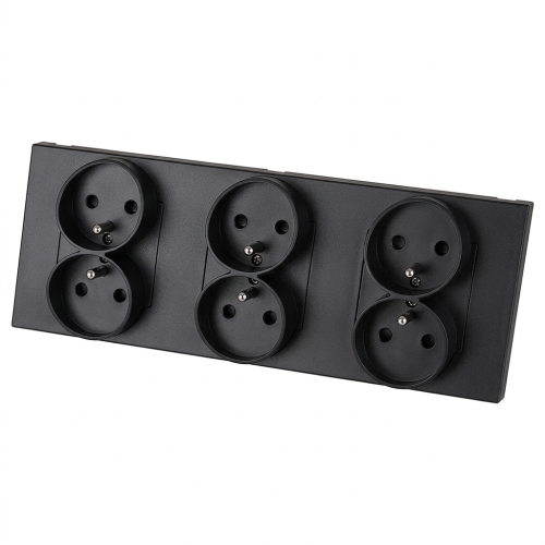 Steckdose Dreifach Kunststoff LINEA Schwarz Dreifachrahmen Und 3 X Steckdose MIUUN