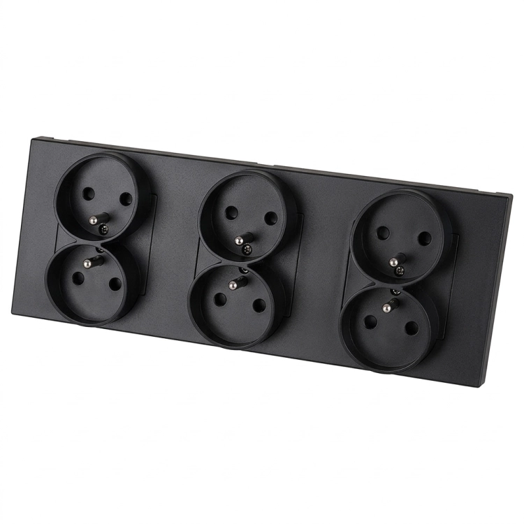 Steckdose Dreifach Kunststoff LINEA Schwarz Dreifachrahmen Und 3 X Steckdose MIUUN