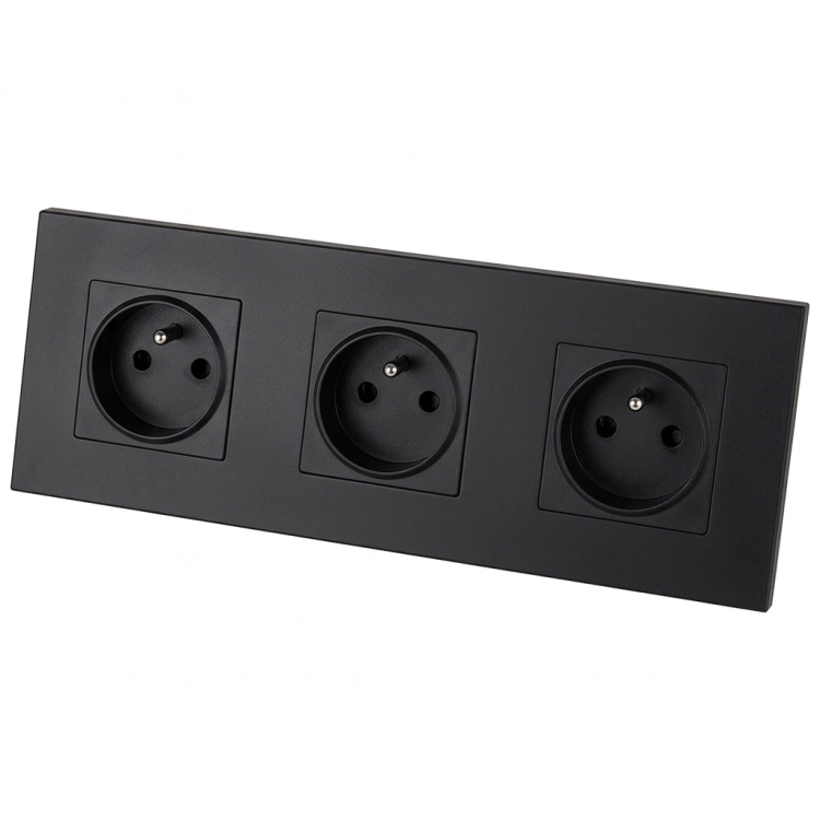 Steckdose Dreifach Kunststoff LINEA Schwarz Dreifachrahmen Und 3 X Steckdose MIUUN