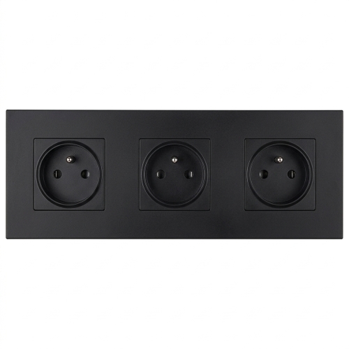 Steckdose Dreifach Kunststoff LINEA Schwarz Dreifachrahmen Und 3 X Steckdose MIUUN