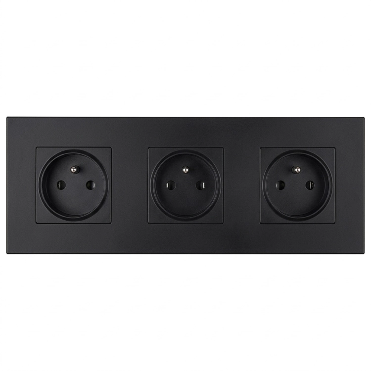 Steckdose Dreifach Kunststoff LINEA Schwarz Dreifachrahmen Und 3 X Steckdose MIUUN