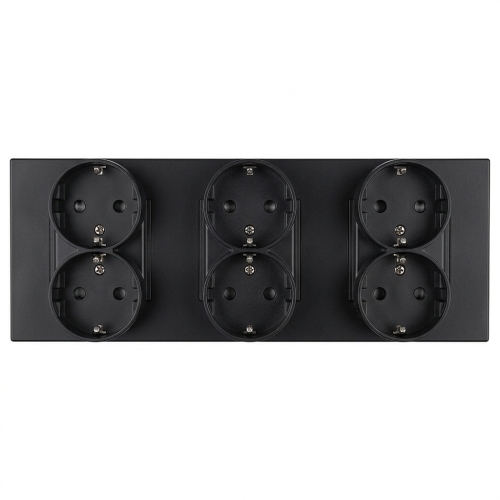 Steckdose Dreifach Kunststoff LINEA Schwarz Schuko Dreifachrahmen Und 3 X Steckdose