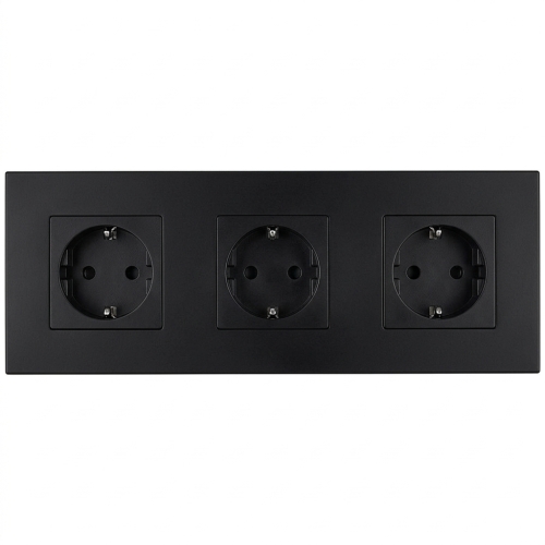 Steckdose Dreifach Kunststoff LINEA Schwarz Schuko Dreifachrahmen Und 3 X Steckdose