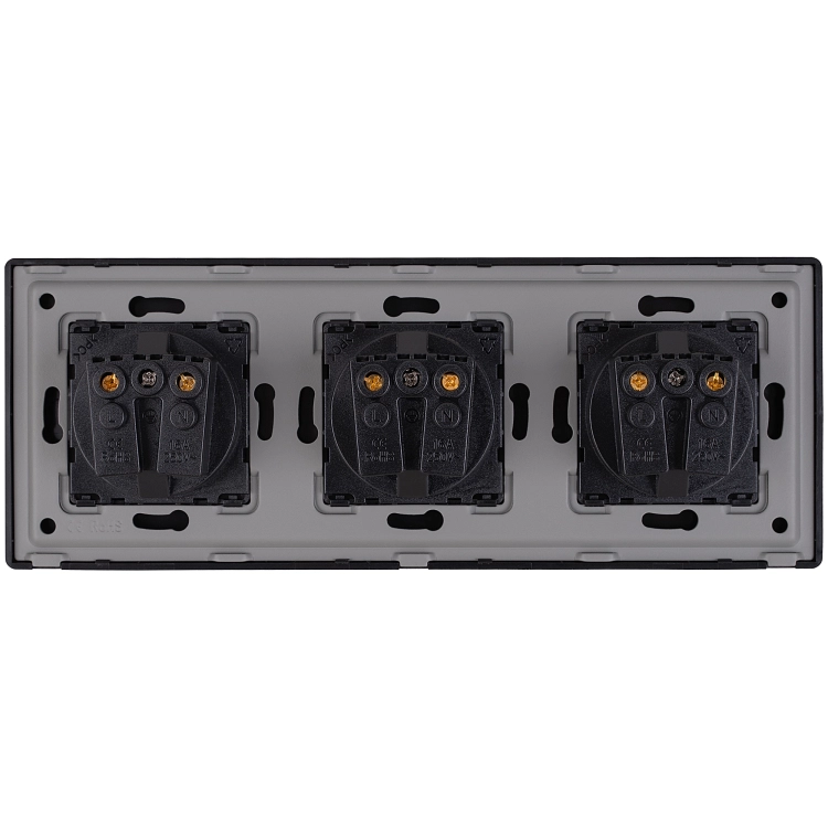 Steckdose Dreifach Kunststoff LINEA Schwarz Schuko Dreifachrahmen Und 3 X Steckdose