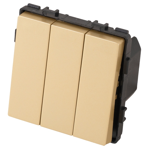 Modul Dreifach-Wechselschalter Gold 16A Für Rahmen MIUUN