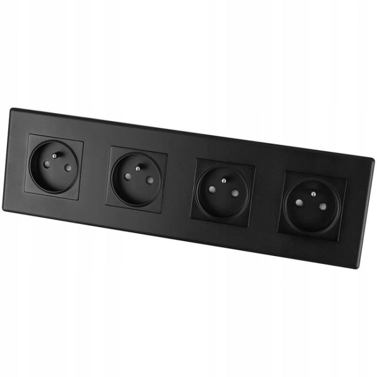 Vierfachsteckdose Schwarz Erdungsstift Set PVC Vierfachrahmen 4 X Steckdose