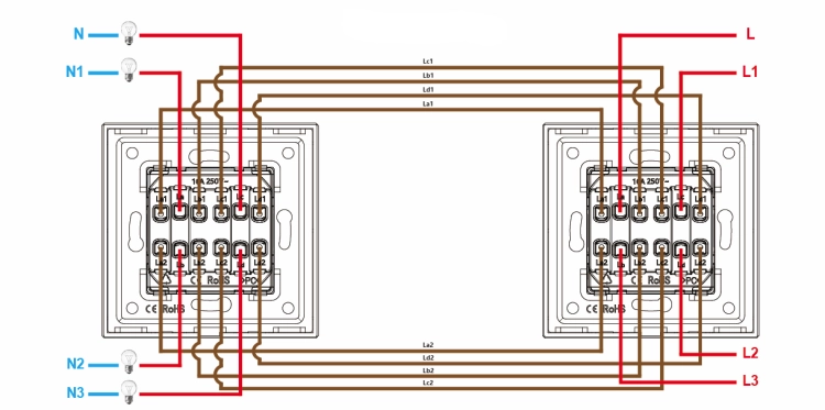 Modul Vierfach-Wechselschalter Gold 16A Für Rahmen MIUUN