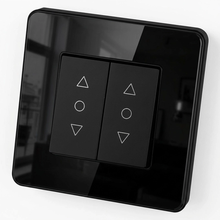Rollladenschalter Doppelt Mit Rastfunktion Glas Hochglanz Schwarz MIUUN