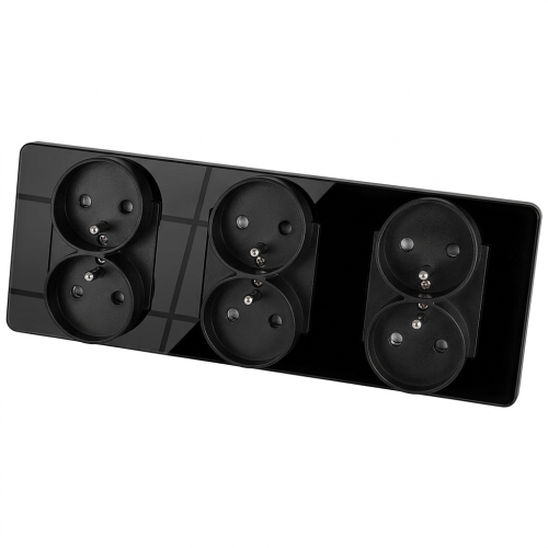 Dreifachsteckdose Glas Hochglanz Schwarz Dreifachrahmen Und 3 X Doppelsteckdose MIUUN