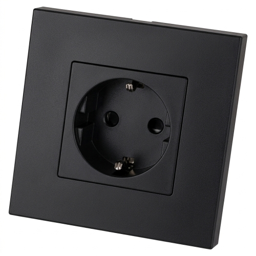 Kunststoff-Steckdose LINEA Schuko Mit Schutzkontakt Ohne Erdungsstift Schwarz MIUUN