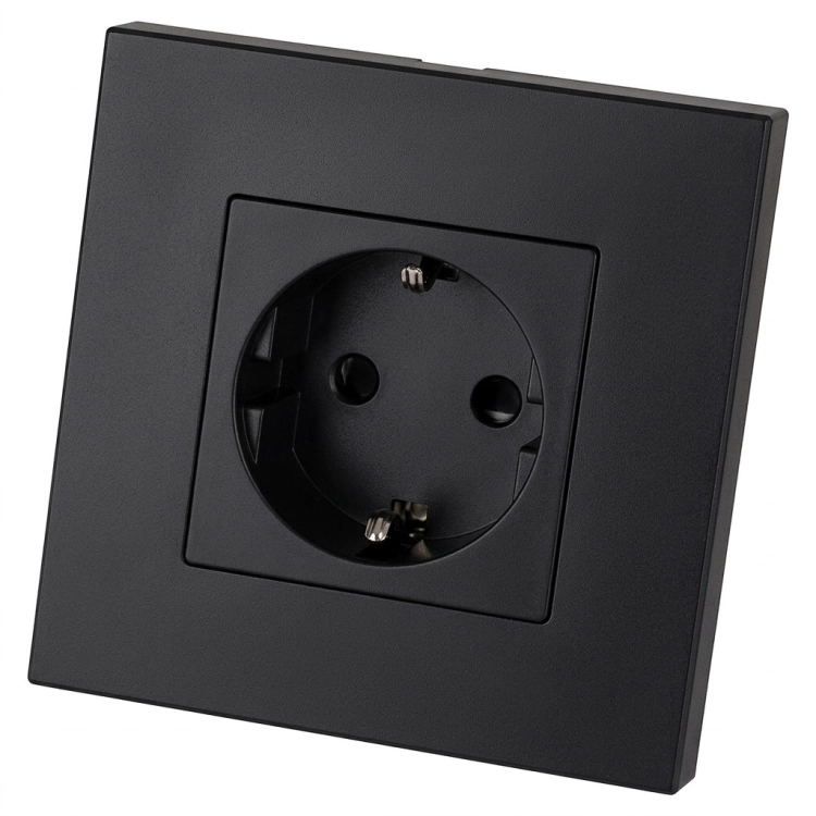 Kunststoff-Steckdose LINEA Schuko Mit Schutzkontakt Ohne Erdungsstift Schwarz MIUUN