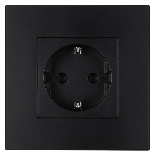 Kunststoff-Steckdose LINEA Schuko Mit Schutzkontakt Ohne Erdungsstift Schwarz MIUUN
