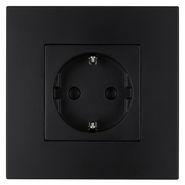 Kunststoff-Steckdose LINEA Schuko Mit Schutzkontakt Ohne Erdungsstift Schwarz MIUUN