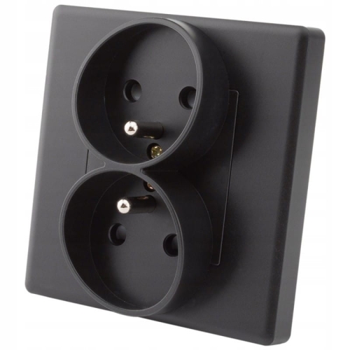 Doppelsteckdose Schwarz Mit Erdungsstift Set Mit Rahmen PVC