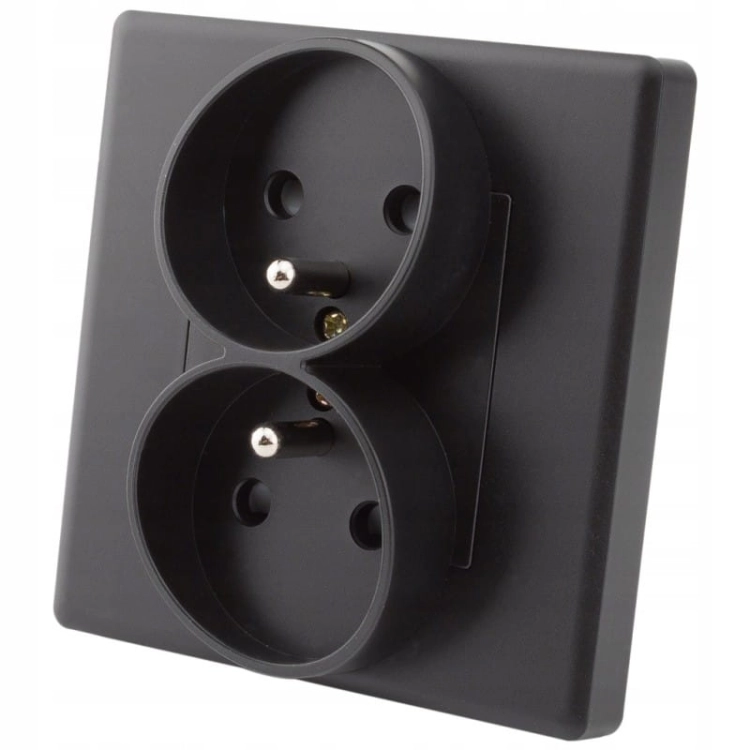 Doppelsteckdose Schwarz Mit Erdungsstift Set Mit Rahmen PVC