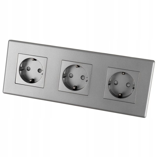 Dreifach-Steckdose Schuko Grau PCV-Dreifachrahmen Und 3 X Steckdose