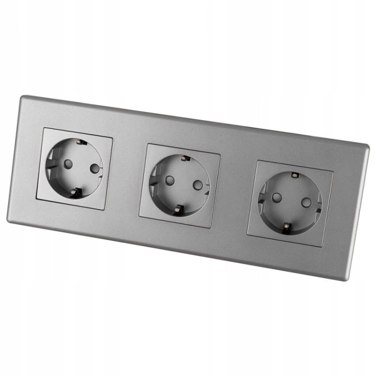 Dreifach-Steckdose Schuko Grau PCV-Dreifachrahmen Und 3 X Steckdose