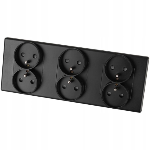 Dreifach-Steckdose Schwarz Set PVC-Dreifachrahmen Und 3 X Doppelsteckdose