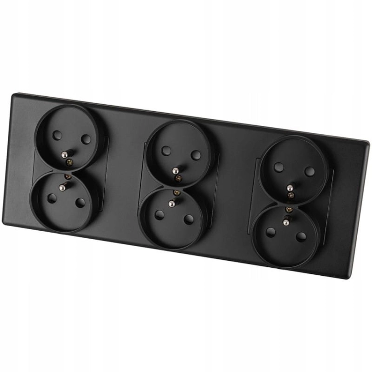 Dreifach-Steckdose Schwarz Set PVC-Dreifachrahmen Und 3 X Doppelsteckdose