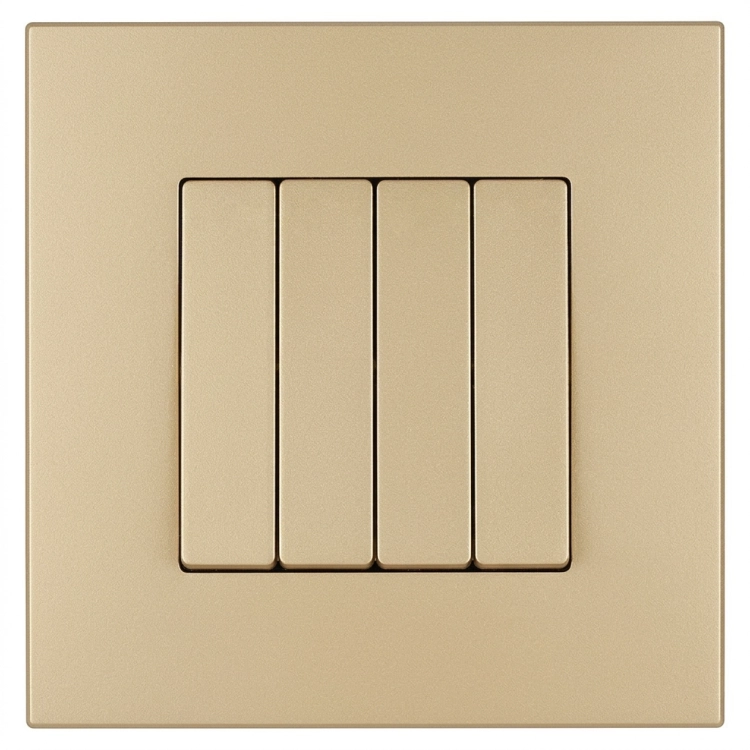 Schalter Vierfach-Wechselschalter Glatt Kunststoff LINEA Gold MIUUN