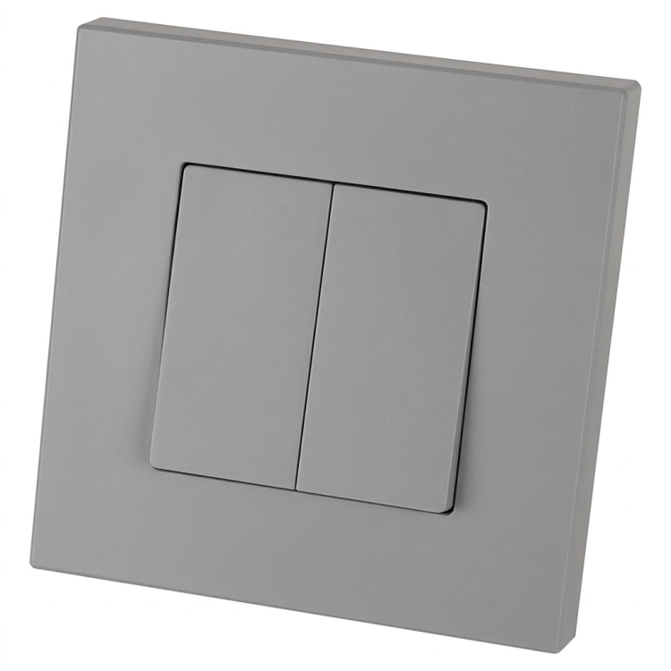 Taster Monostabil Doppel Glatt Kunststoff LINEA Grau MIUUN