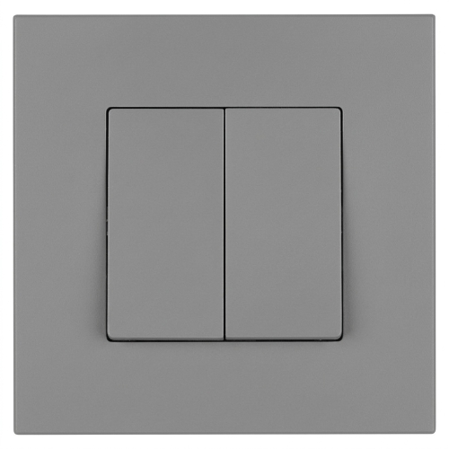 Schalter Wechselschalter Doppel Glatt Kunststoff LINEA Grau MIUUN