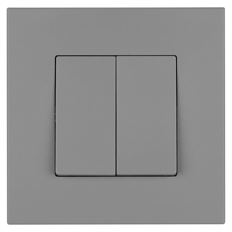 Schalter Wechselschalter Doppel Glatt Kunststoff LINEA Grau MIUUN