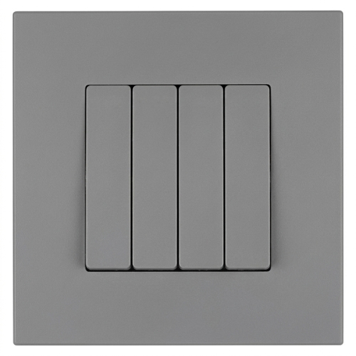 Schalter Ausschalter Vierfach Klassisch Glatt Kunststoff LINEA Grau MIUUN
