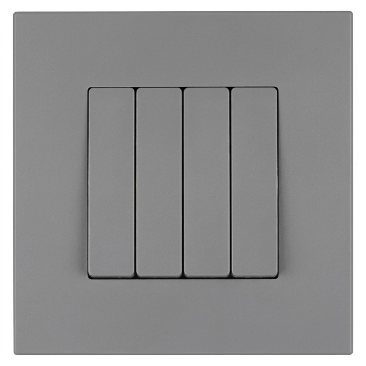Schalter Ausschalter Vierfach Klassisch Glatt Kunststoff LINEA Grau MIUUN