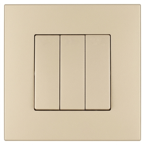 Dreifach-Wechselschalter Glatt Kunststoff LINEA Gold MIUUN