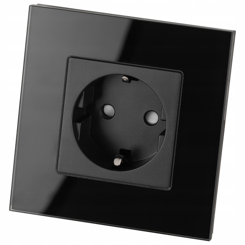 Schwarze Schuko-Steckdose Mit Schutzkontakt Set Mit Rahmen MIUUN