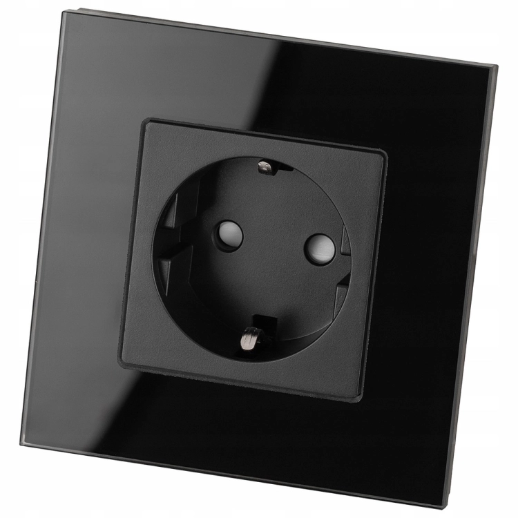 Schwarze Schuko-Steckdose Mit Schutzkontakt Set Mit Rahmen MIUUN