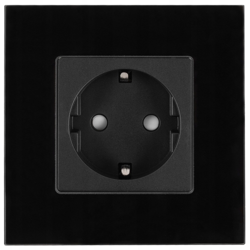 Schwarze Schuko-Steckdose Mit Schutzkontakt Set Mit Rahmen MIUUN