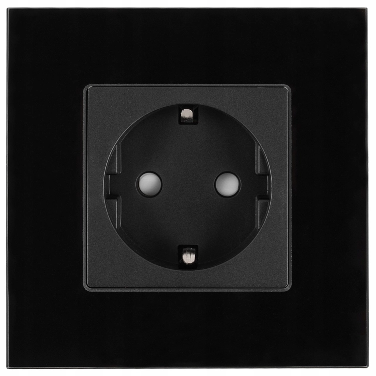 Schwarze Schuko-Steckdose Mit Schutzkontakt Set Mit Rahmen MIUUN