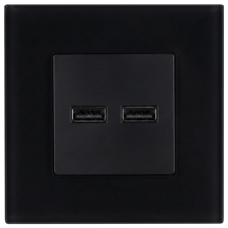 Doppelte USB-Ladesteckdose 3.1A Schwarz Set Mit Mattem Glasrahmen MIUUN