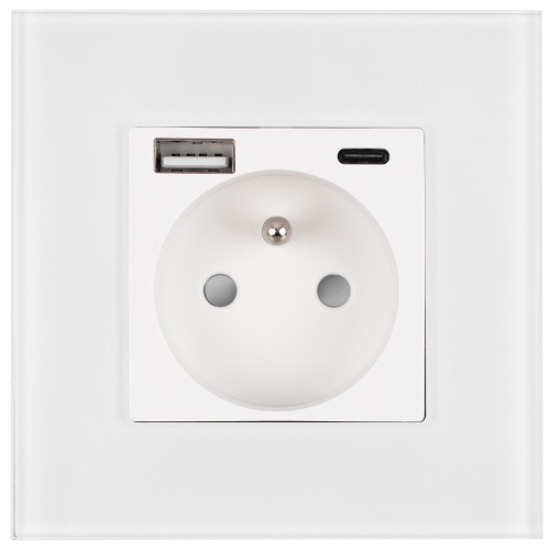 Steckdose Glas Matt Mit Erdungsstift + Doppel-USB-Ladesteckdose USB A+C 20W MIUUN