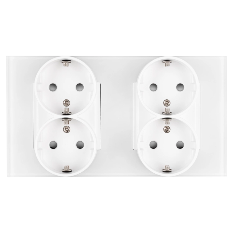Vierfachsteckdose Glas Matt Schuko Weiß Und Doppelrahmen 2 X Steckdose