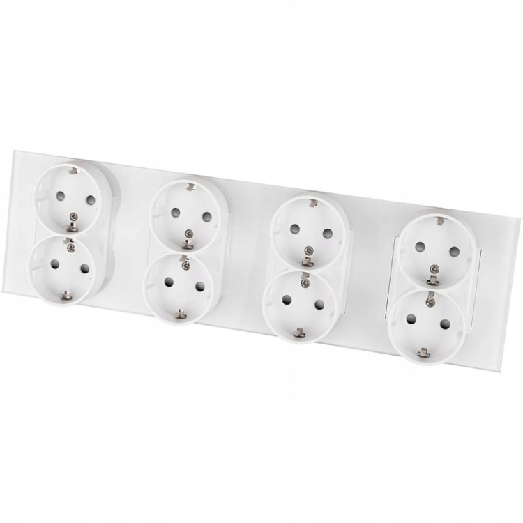 Vierfachsteckdose Schuko Glas Weiß Vierfachrahmen Und 4 X Steckdose
