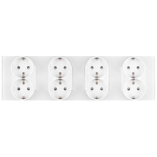 Vierfach-Schuko-Steckdose Glas Matt Weiß Vierfachrahmen Und 4 X Steckdose