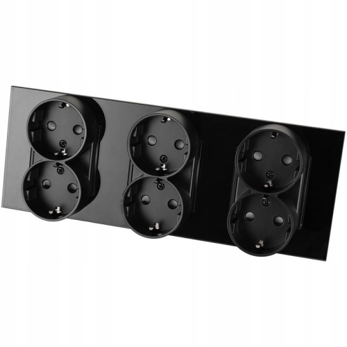Dreifachsteckdose Doppel Glas Schuko Schwarz Dreifachrahmen